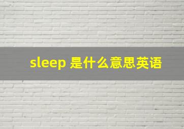 sleep 是什么意思英语